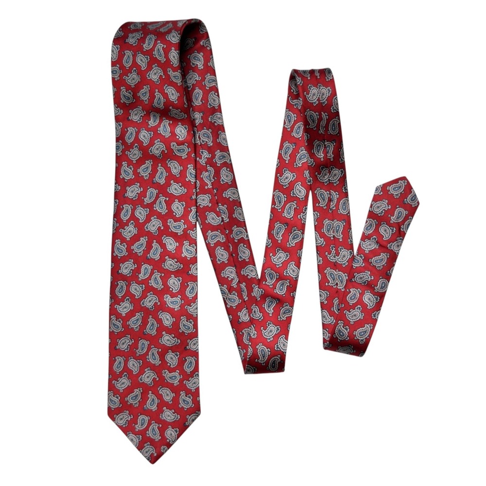 Vintage GANT Red Paisley Woven 100% Silk Preppy Necktie Made In USA 57" x 3.25"